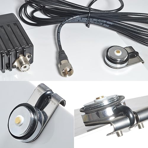 Miniatura 7 de HYS Antena móvil de banda dual 6.6 ft27.6 in VHFUHF Antenas de radio de jamón con 13 piesaproximadamente 13.1 ft Cable coaxial RG-58 Base NMO a