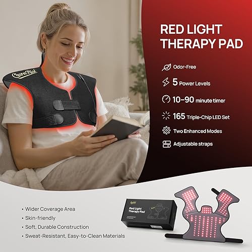 Miniatura 2 de Terapia de luz roja para cuello y hombros, almohadilla de terapia de luz infrarroja cercana para terapia de luz infrarroja para cuerpo superior de
