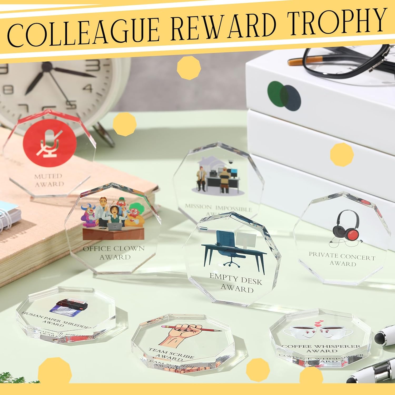 30 Pcs Funny Trophy Awards Gifts Bulk Mini Acrylic Reward Teacher Nurse Coworker Team Employee Staff Appreciation Gift Small Clear Acrylic Medallions for Office - Image 3