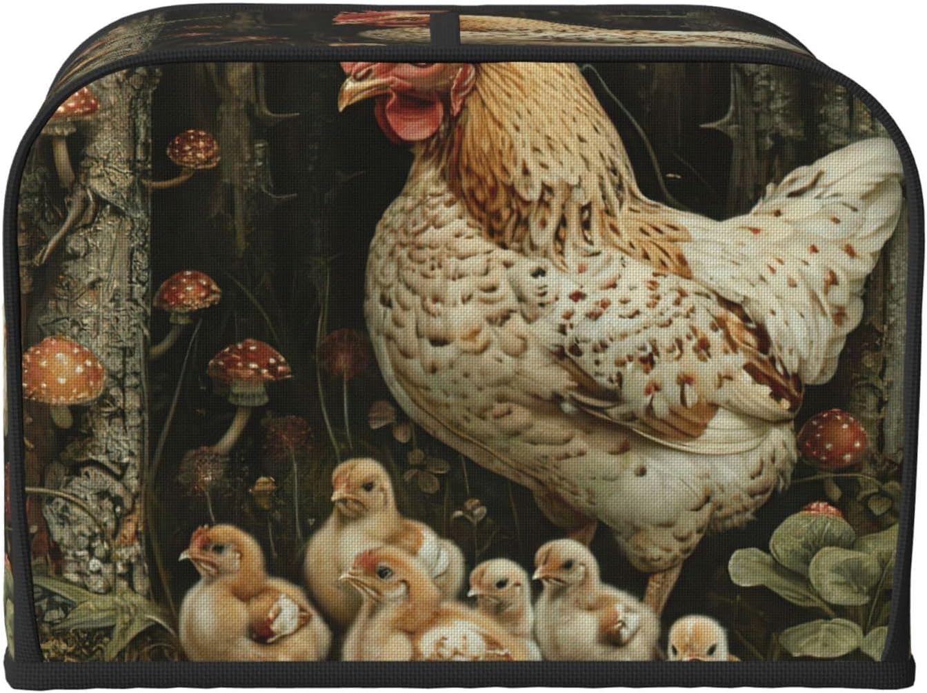 A Brood Of Chickens Print 4-Slice Toaster Cover Kitchen Appliance For Bread Home Protector Daily Usability image 2