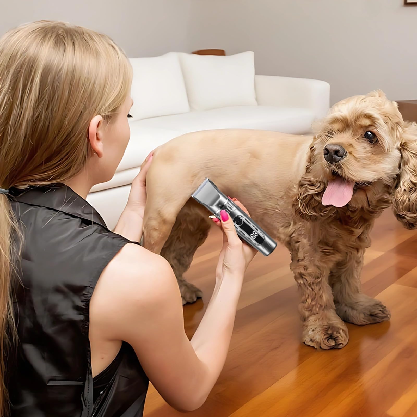 Kit de cortaúñas para mascotas para perros y gatos, recortadora de pelo eléctrica inalámbrica con hoja ajustable, incluye tijeras, cortaúñas, cepillo de limpieza, cable de carga USB, adecuado para