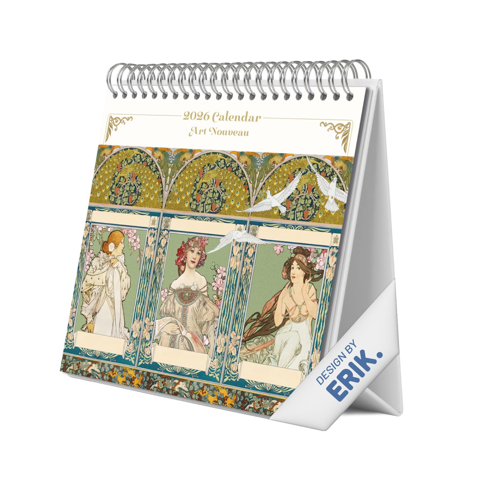 Grupo Erik Desk Calendar 2026 - Art Nouveau Calendar 2026 Month To View | Monthly Desk Planner, Desktop Gifts Under 10 Pounds | Art Gifts For Friends