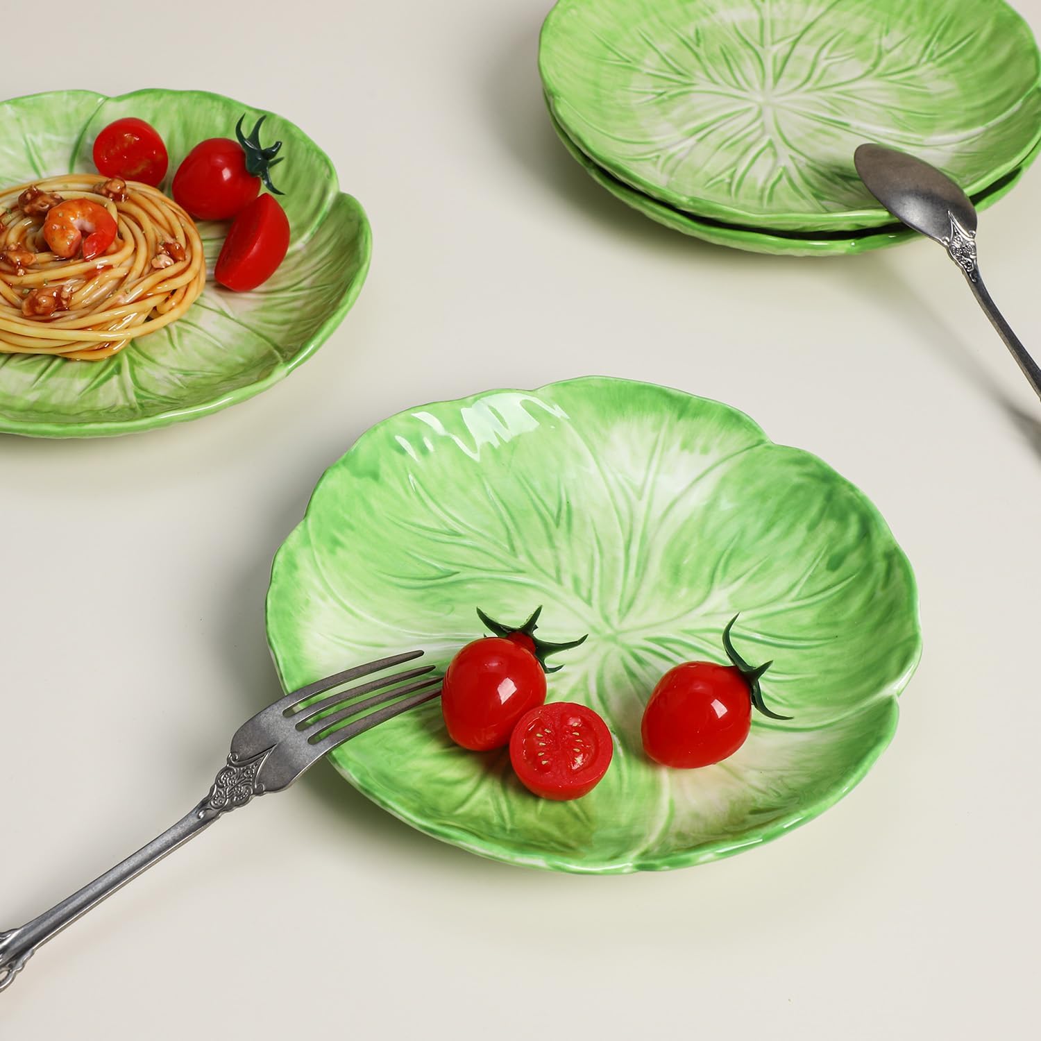 Gaolinci 7.5 Inches Cabbage Series Cartoon Ceramic Dinner Plate(Set of 4)