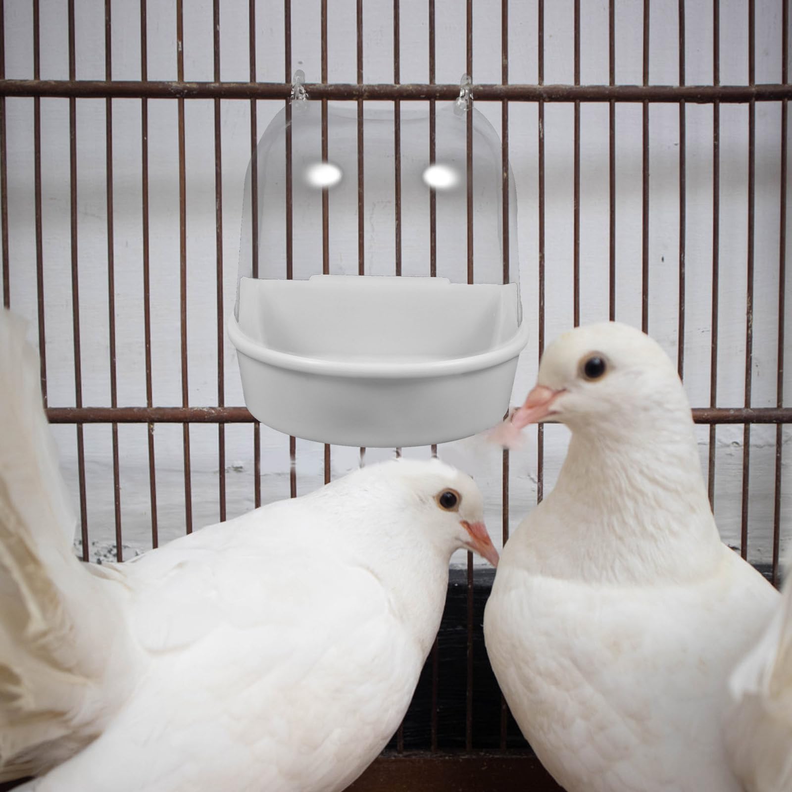 ULTECHNOVO Bird Bath for Cage, Hanging Bird Bath Box with Hooks, Budgie Bath for Cage - Image 2