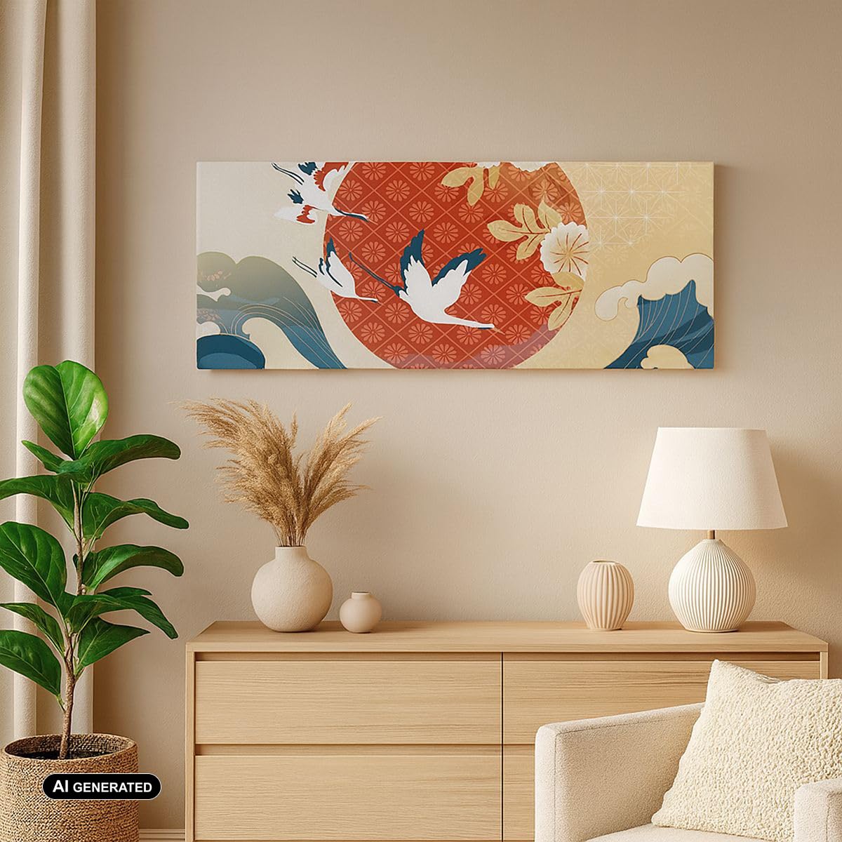 Stampe da Parete Moderne 160x50 cm Quadro su Tela Natura Paesaggi - 4821 | Aironi Sole Mare Quadro Decorativo Grande XXL 1 pezzo Soggiorno Camera da Letto Arte da Parete Decorazione da Parete ARTTOR