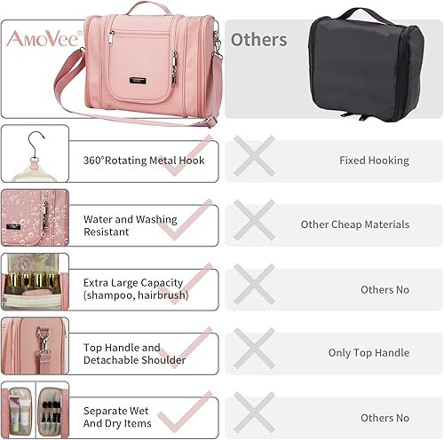 Miniatura 2 de Neceser colgante extra grande para mujeres y hombres bolsa de cosméticos de viaje extragrande organizador portátil para ducha de baño bolsa de