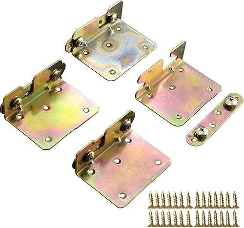 TIHOOD 4 piezas de riel de cama de alta calidad resistente sin embutir soporte de riel de cama de madera, cabeceros y estribos con tornillos