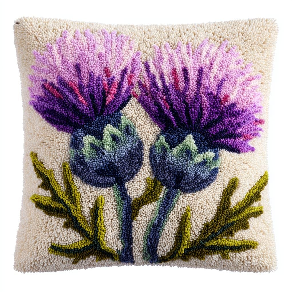 WallustrioaW Latch Hook Pillow Case Kits,Beautiful Artichoke Flower
