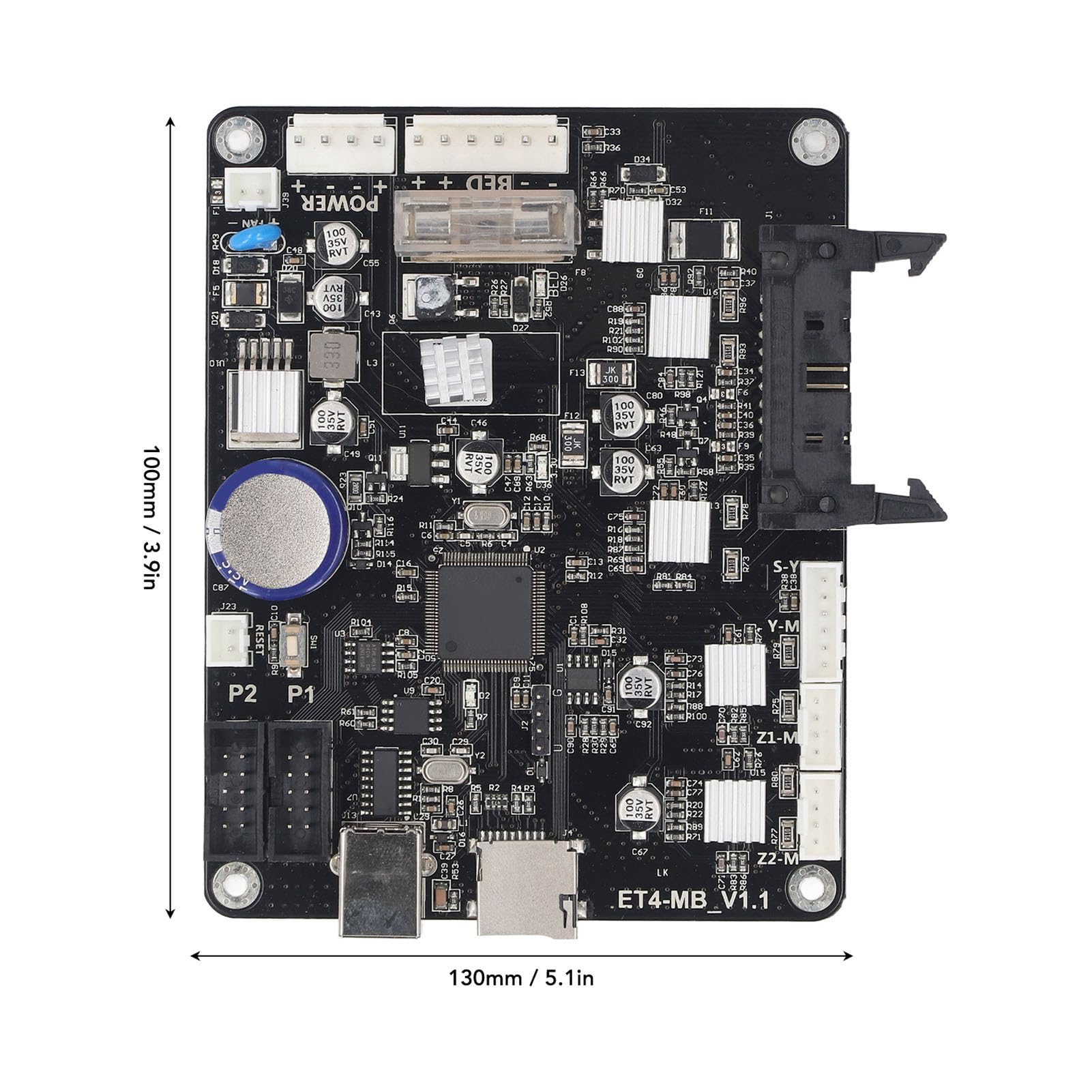 banapoy 3D Drucker Mainboard für Anet ET5, 2 Layer 3D Steuerplatine, Unterstützt Ausschalten, Drucken und Offline Upgrade Sowie 12–24V Stromeingang für Materialbrucherkennung