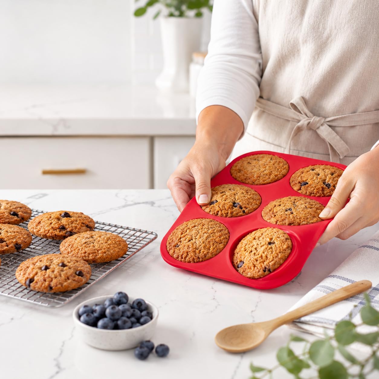 Mrs. Anderson's Baking Silikon-Backform für 6 Muffins, antihaftbeschichtet, europäisches Silikon