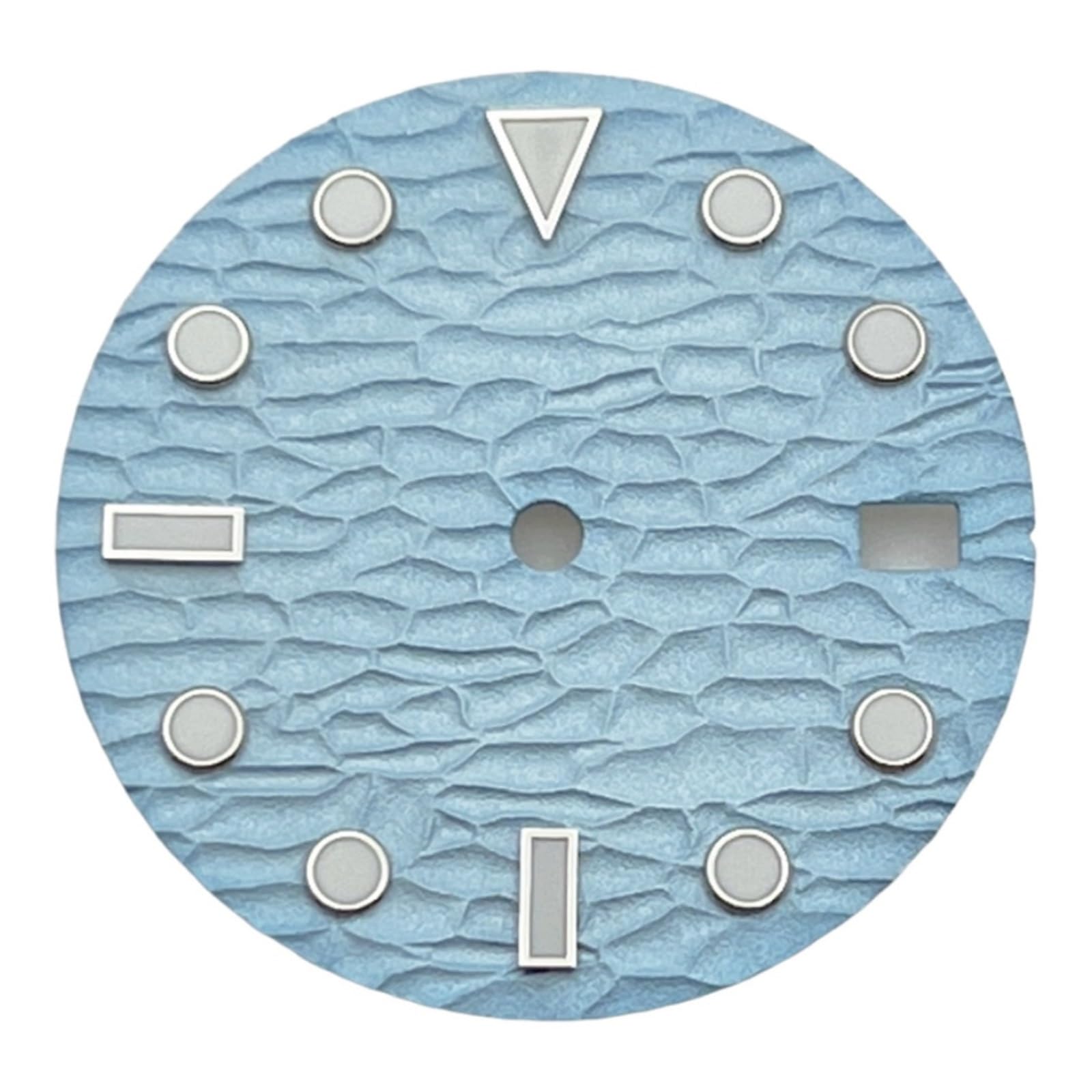 1 szt. Sterylna tarcza zegarka 28,5 mm z okienkiem kalendarza zielona świecąca pasuje do części akcesoriów automatycznego ruchu NH35(Sky Blue)