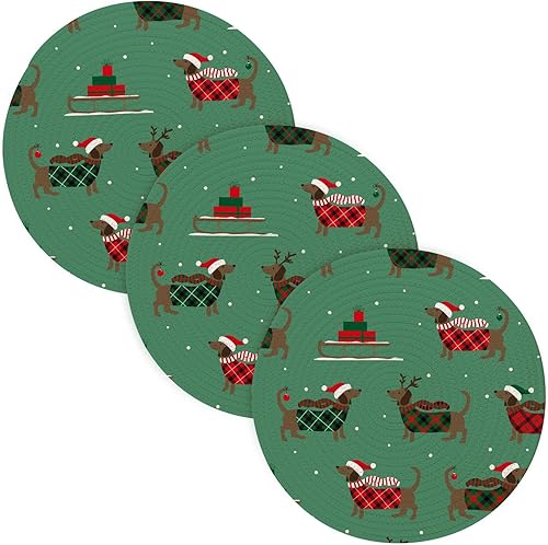 3 Pcs Extra Large Trivet Mat Red Green Plaid Buffalo for Hot Dishes 15in Cotton Thread Weave Heat Resistant Mats for Cooking Pot Kitchen Aid