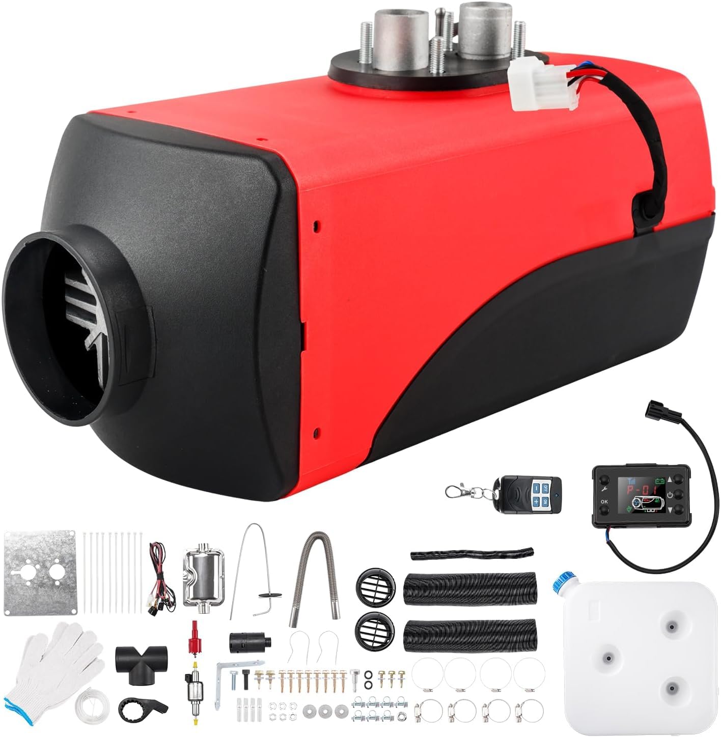 12 V 5 kW Nagrzewnica powietrza na olej napędowy, ogrzewanie postojowe, ogrzewanie nocne na olej napędowy z tłumikiem, przełącznik LCD, zdalne sterowanie, zbiornik 10 l do ciężarówek, łodzi, przycze