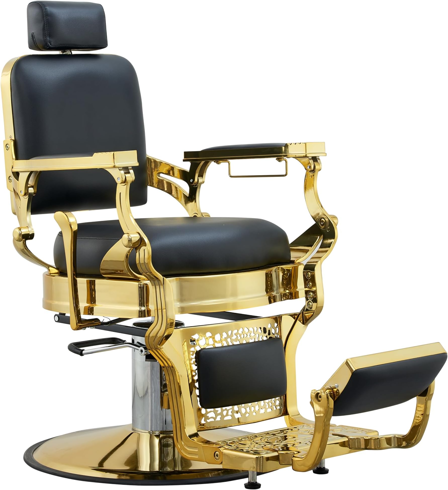 Antlu Barber Chair Salon Chair, Vintage Heavy Duty 700lbs Hair Styling Chairs for Barbershop Beauty Tattoo Massage (Black-Golden)
