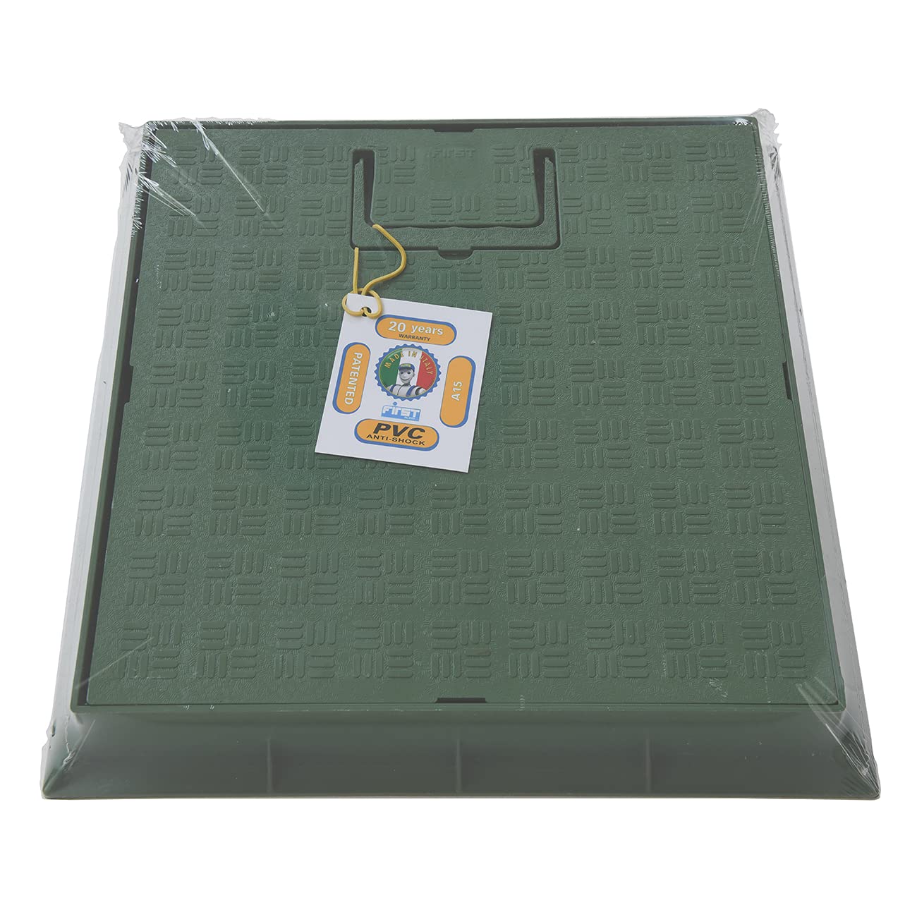 FIRST PLAST TCDPM30V Cadre avec couvercle avec poignée piétonne en PVC, vert, 300 x 300 mm