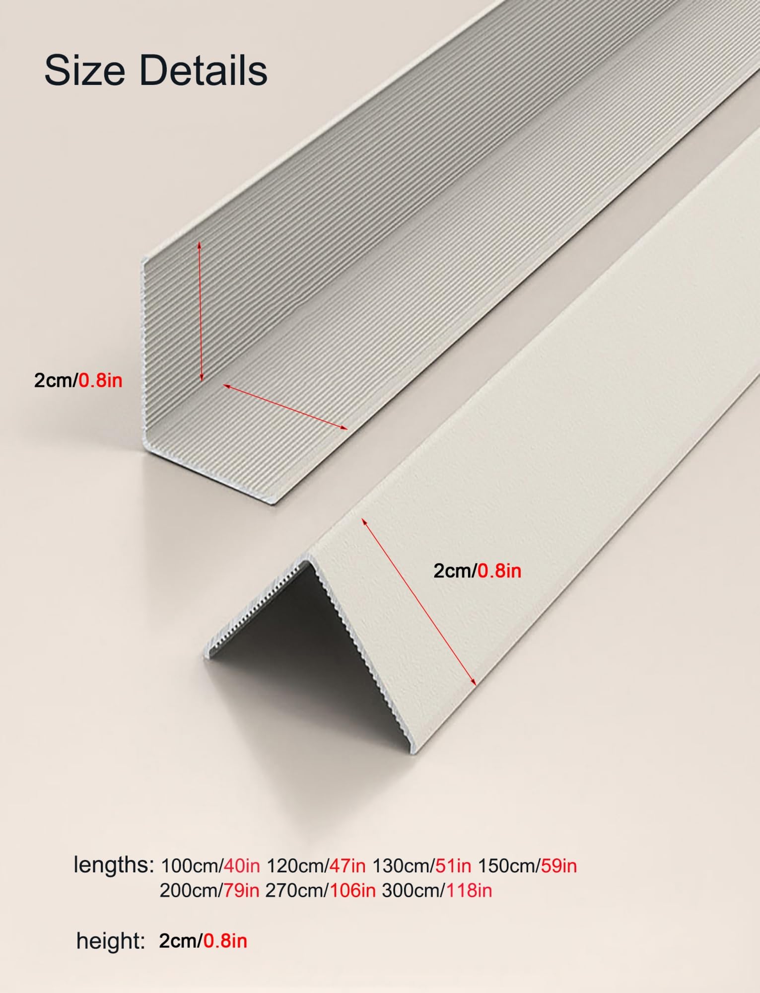 Aluminiowe ochraniacze narożników 39,4" - samoprzylepne metalowe osłony krawędzi do mebli, ścian i szafek, 1 szt.(Color2,20mm 130cm)