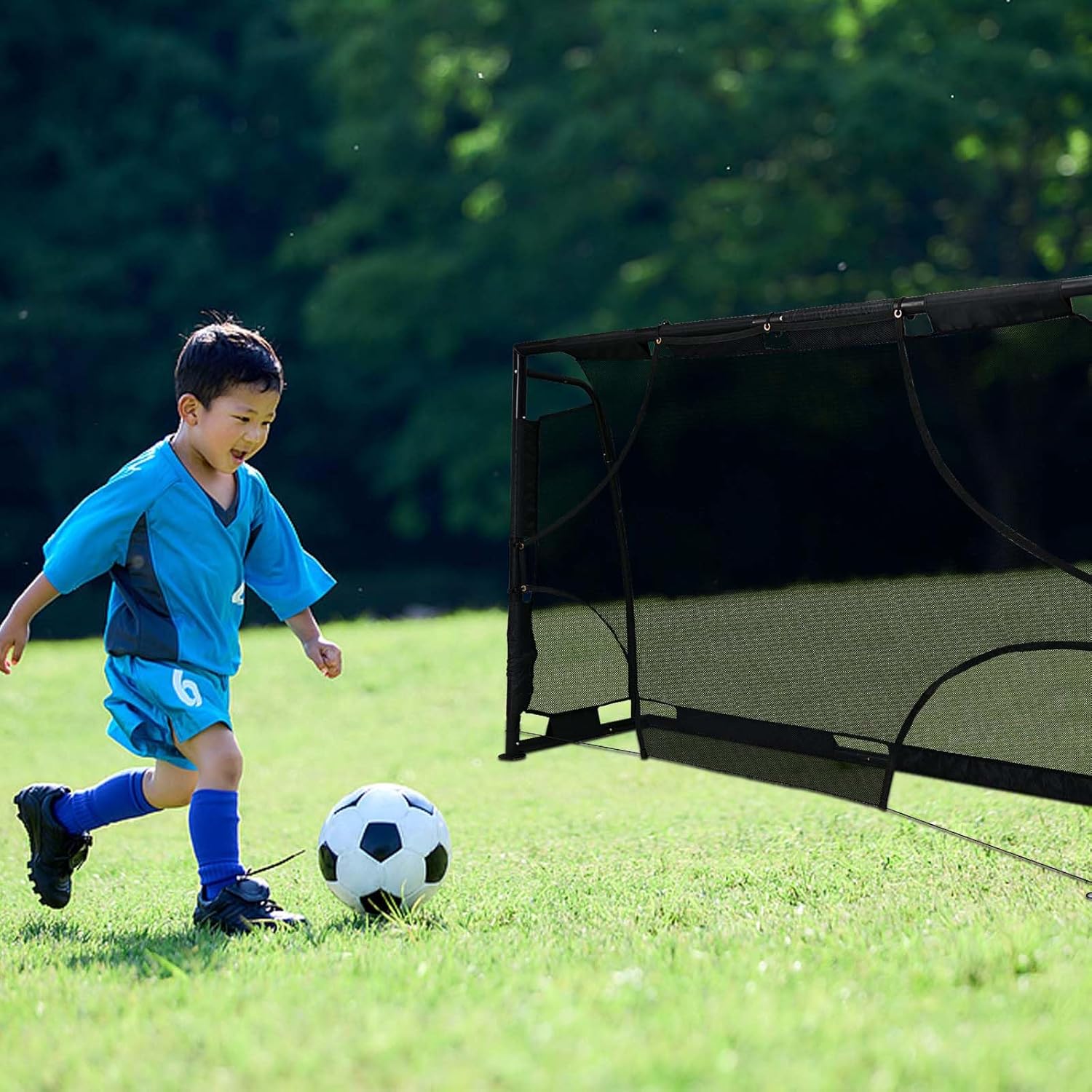 Kapler 6x4 FT Football Goal for Kids, Sturdy Metal Soccer Goal with Target Sheet, Anti-Rust Iron Pipe & Enlarged Base, Weatherproof Football Net for Garden Backyard Outdoor Training