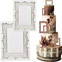 RFGHAC Picture Frames Silicone Mold Photo Frame Fondant Mold Vintage Frame Cupcake Fondant Mold for DIY Cake Decoration Cupcake Topper Candy Chocolate Gum Paste Set of 2