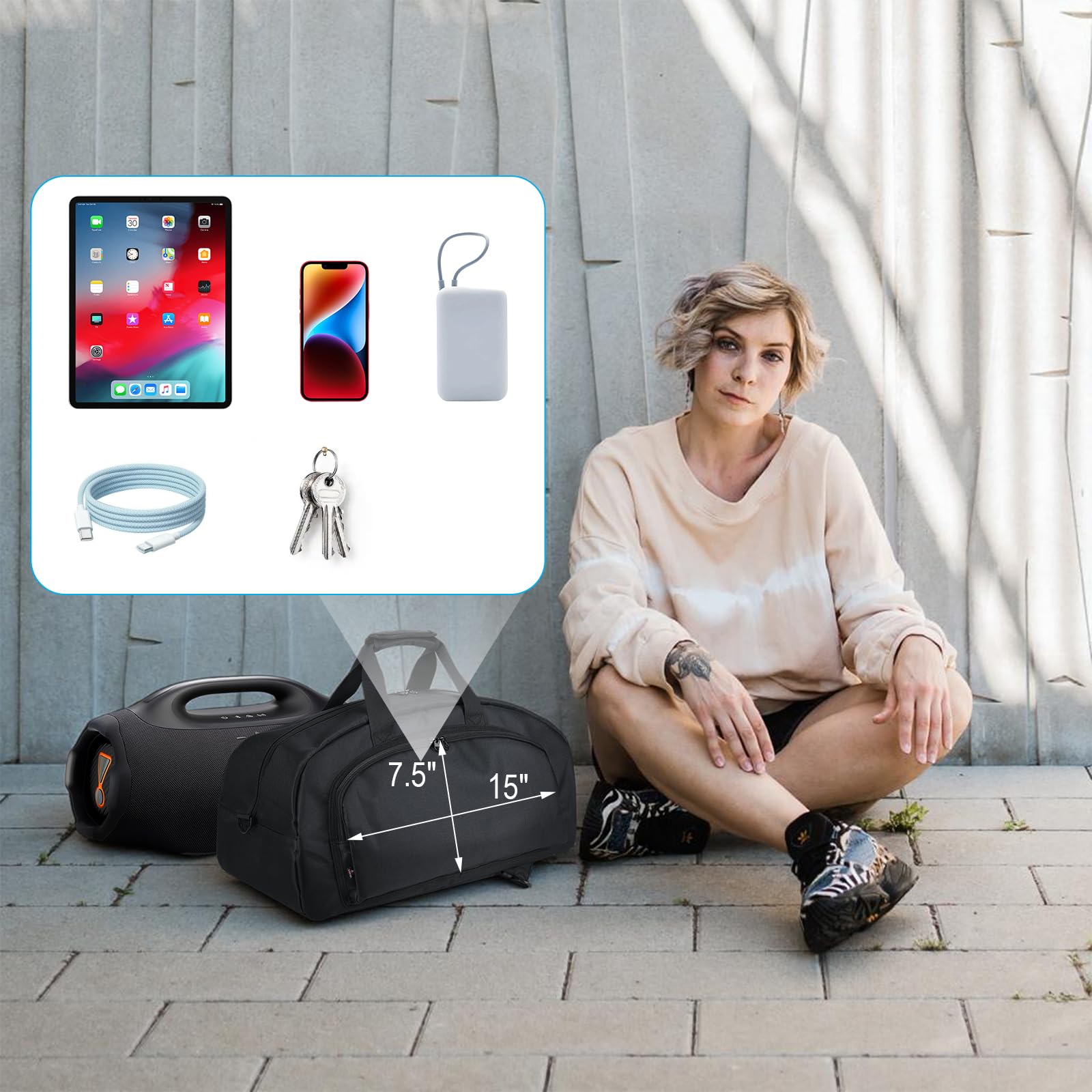 Reise-Tragerucksack für JBL Boombox 4/3/2, Tragetasche mit Schultergurt und Tragegurt, tragbare Tragetasche mit Zubehörtasche