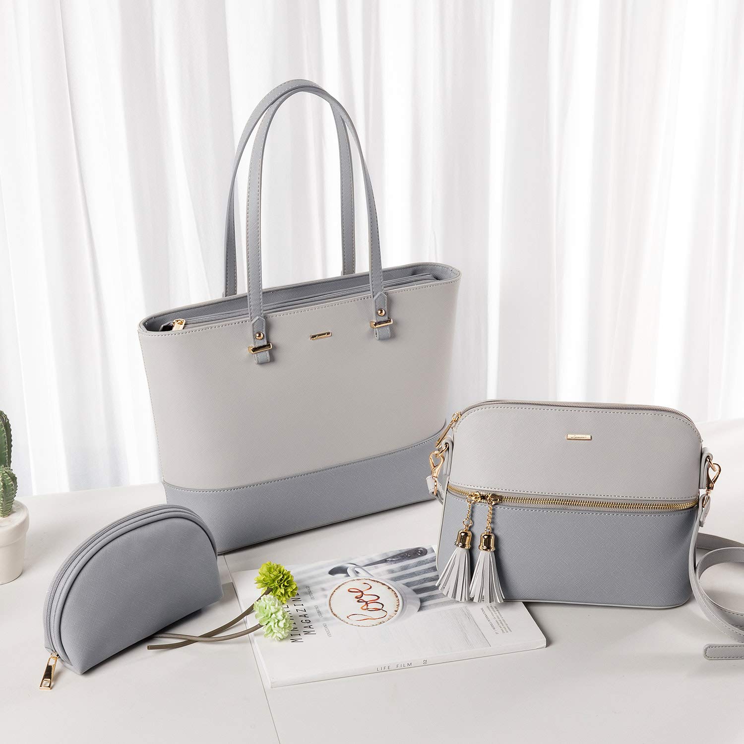 LOVEVOOK Borsa Donna Borse a Mano Donna Borse a tracolla Borse Tote elegante Pelle sintetica Borsa 3 o 4 pezzi Set