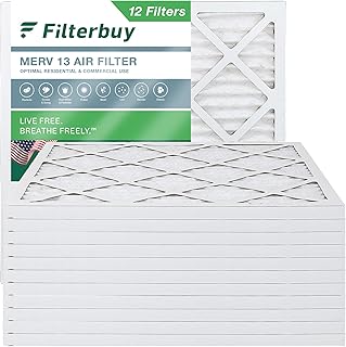 Filterbuy 20x20x1 Air Filter MERV 13 Optimal Defense (12-Pack), Pleated HVAC AC Furnace Air Filters Replacement (Actual Size: 19.50 x 19.50 x 0.75 Inches)