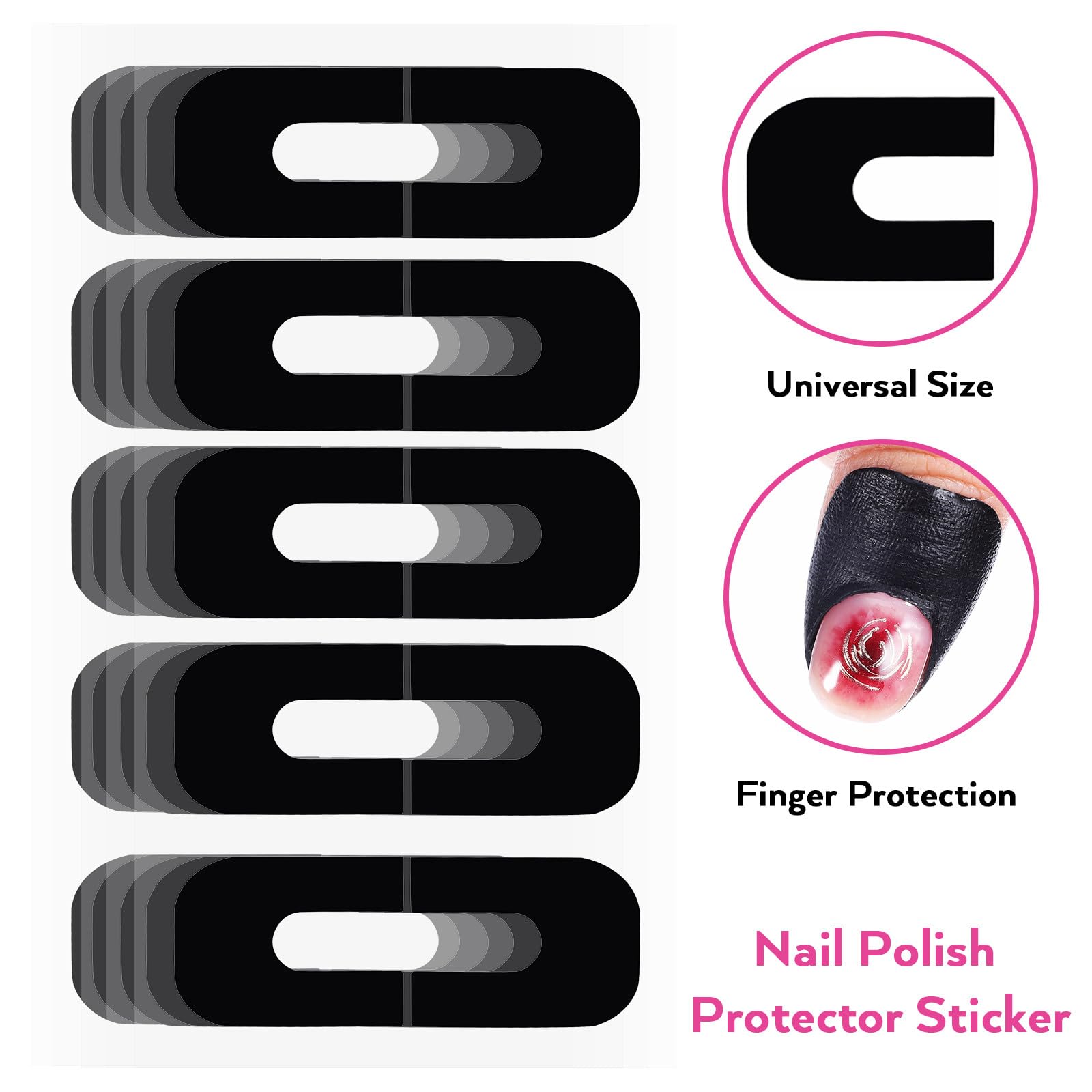 FUOYLOO 100 Feuilles Autocollants De Protection Pour Ongles En Silicone Souple Protecteurs De Vernis À Ongles En Forme De U Antidérapants Pour Manucure Et Application De Gel