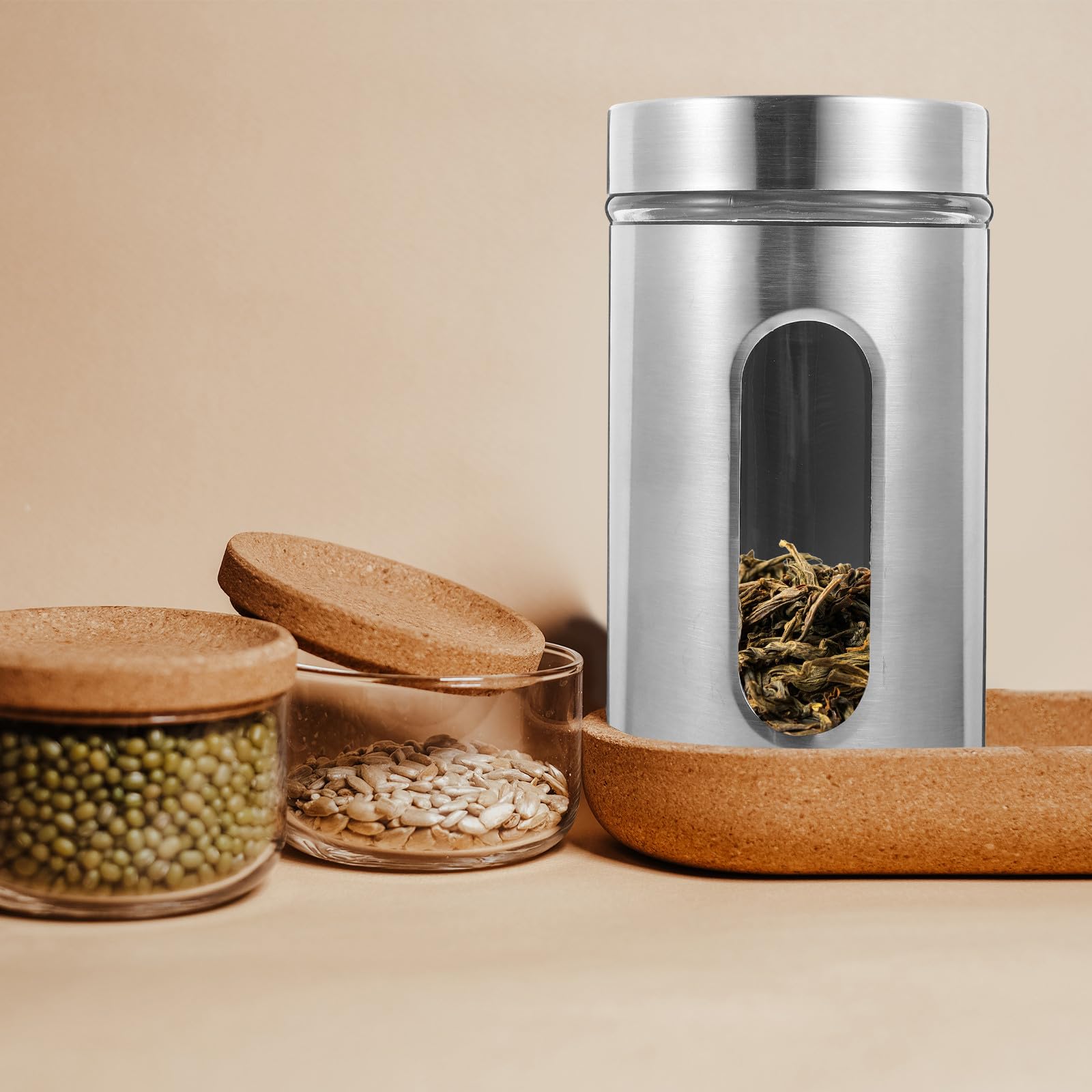 Barattolo di Conservazione Ermetico per Caffè, Vetro e Acciaio Inox