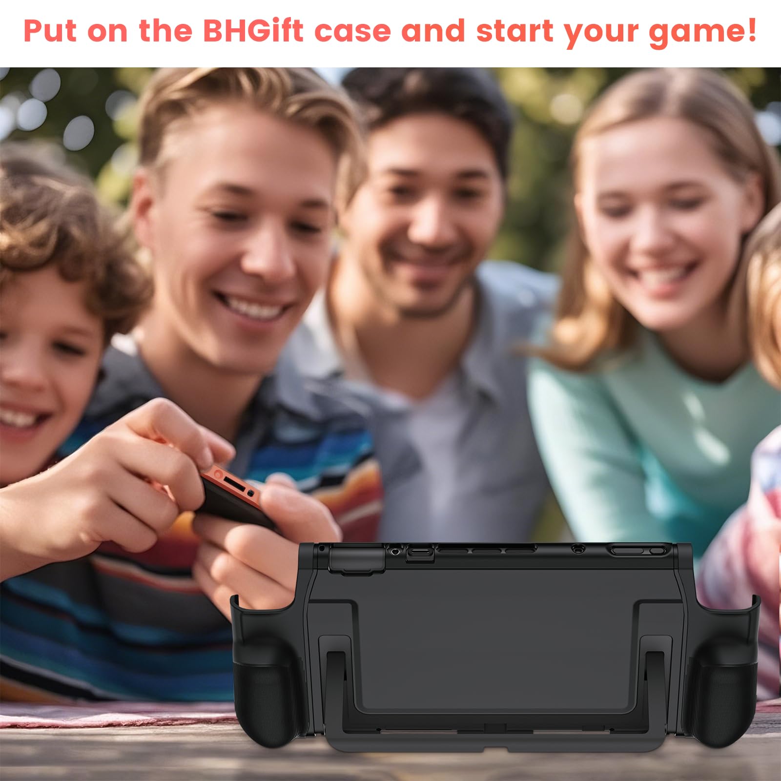 BHGift Etui ochronne na Switch 2 Grip (2025), ulepszone etui ochronne Slim Switch 2, twarda obudowa konsoli, jak prawdziwy gamepad do użytku ręcznego, odporne na wstrząsy i zarysowania, czarne