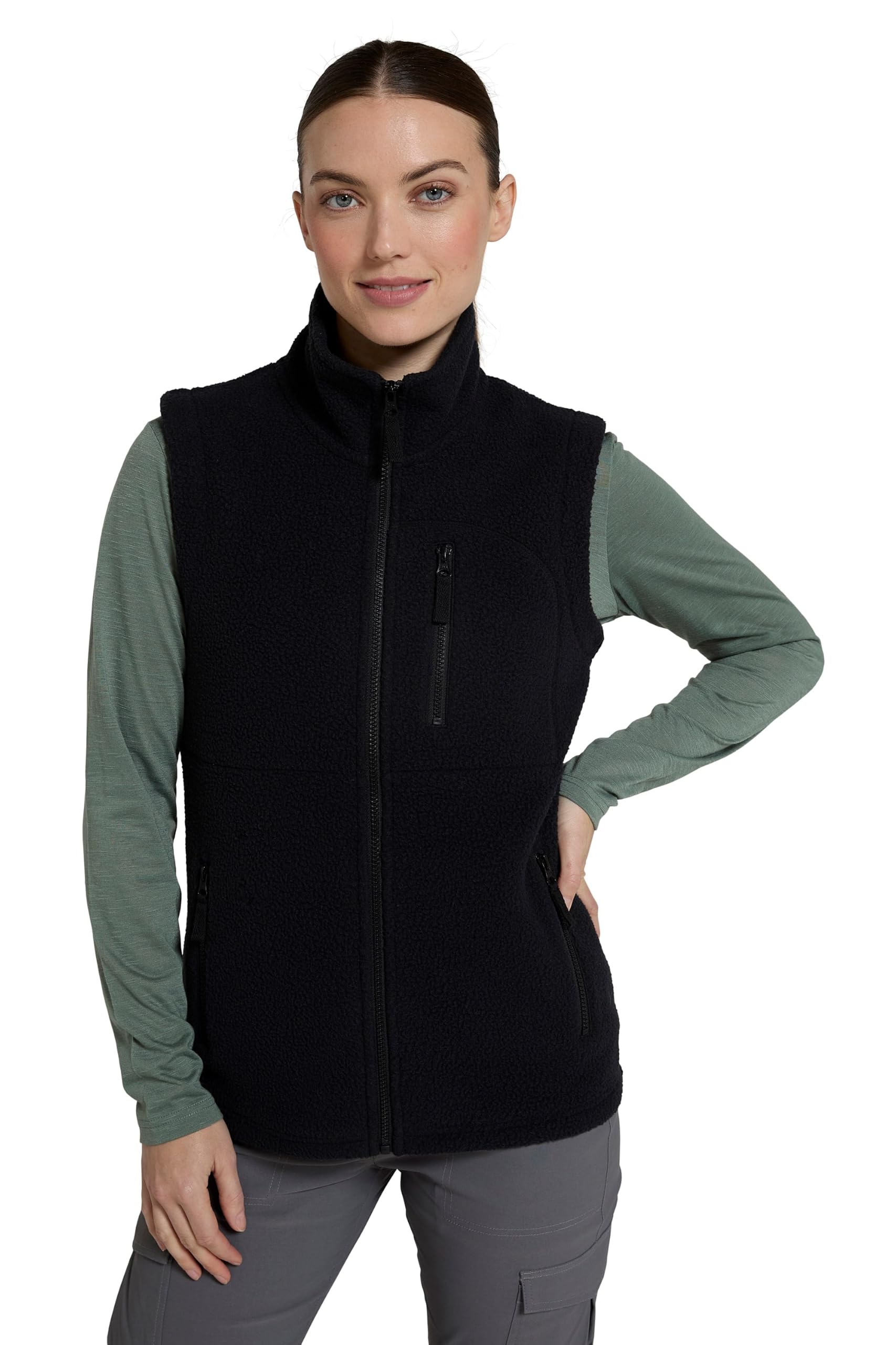 Mountain Warehouse Women's Black Buxton Borg Gilet - Warm & Cosy, Thermal Sleeveless Jacket With Central Zip & Zipped Pockets - Autumn Winter, Outdoors, Travelling & Hiking 12
