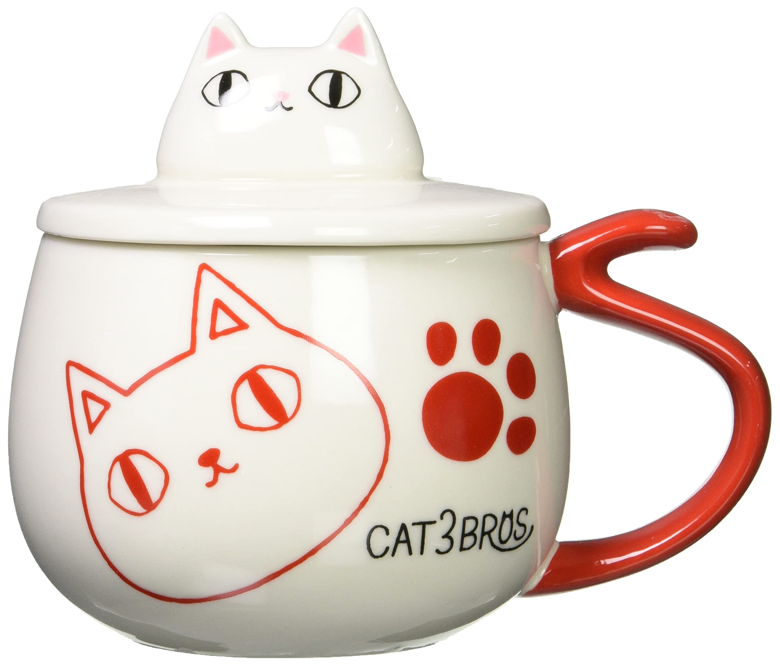 Amazon.co.jp: セラミック藍 猫3兄弟 バラエティカップ shiro 蓋