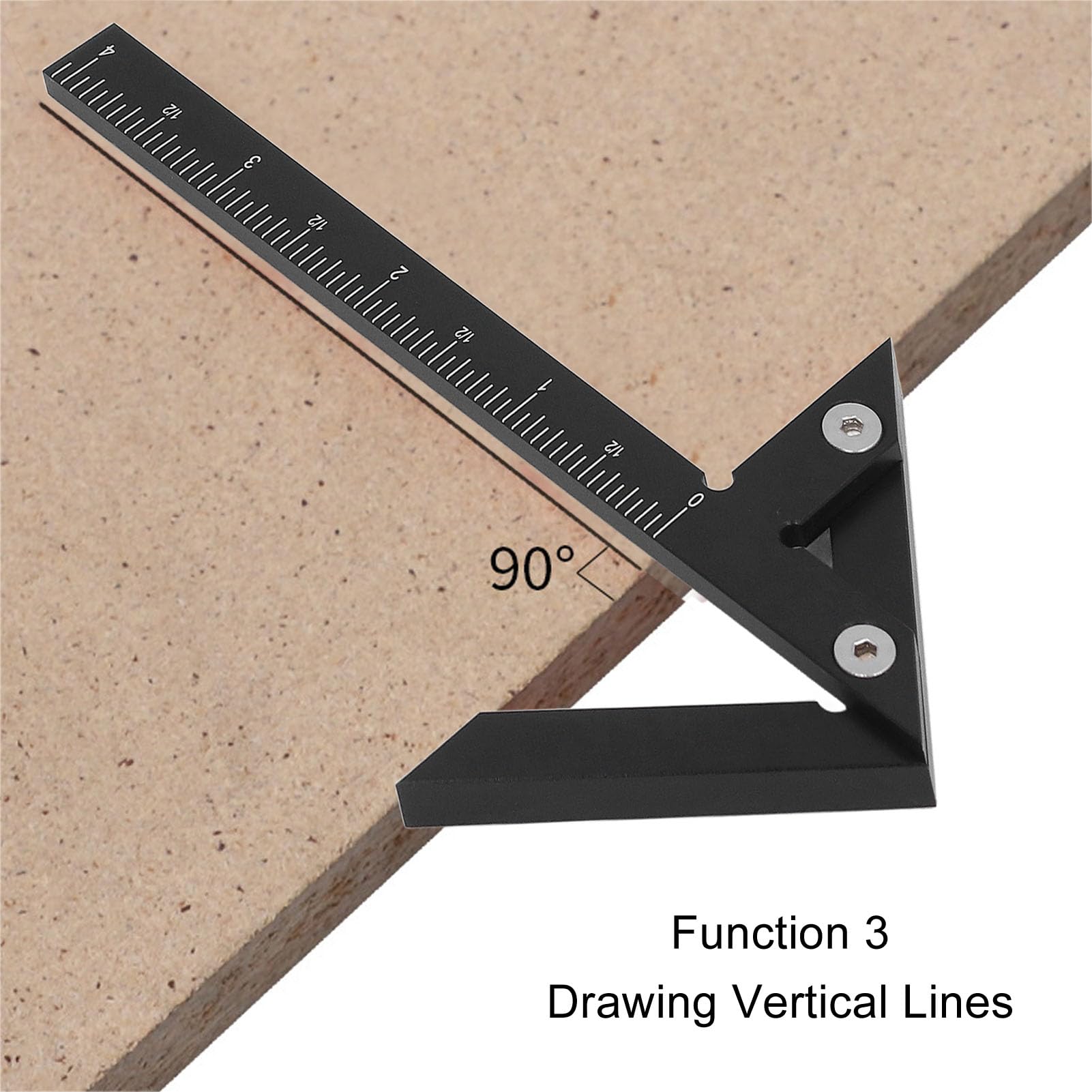 45 90 Degree Angle Center Scribe Line Circle Marker 45 90 Degree Angle Finder Imperial Aluminum Alloy Woodworking Measuring Tool Black