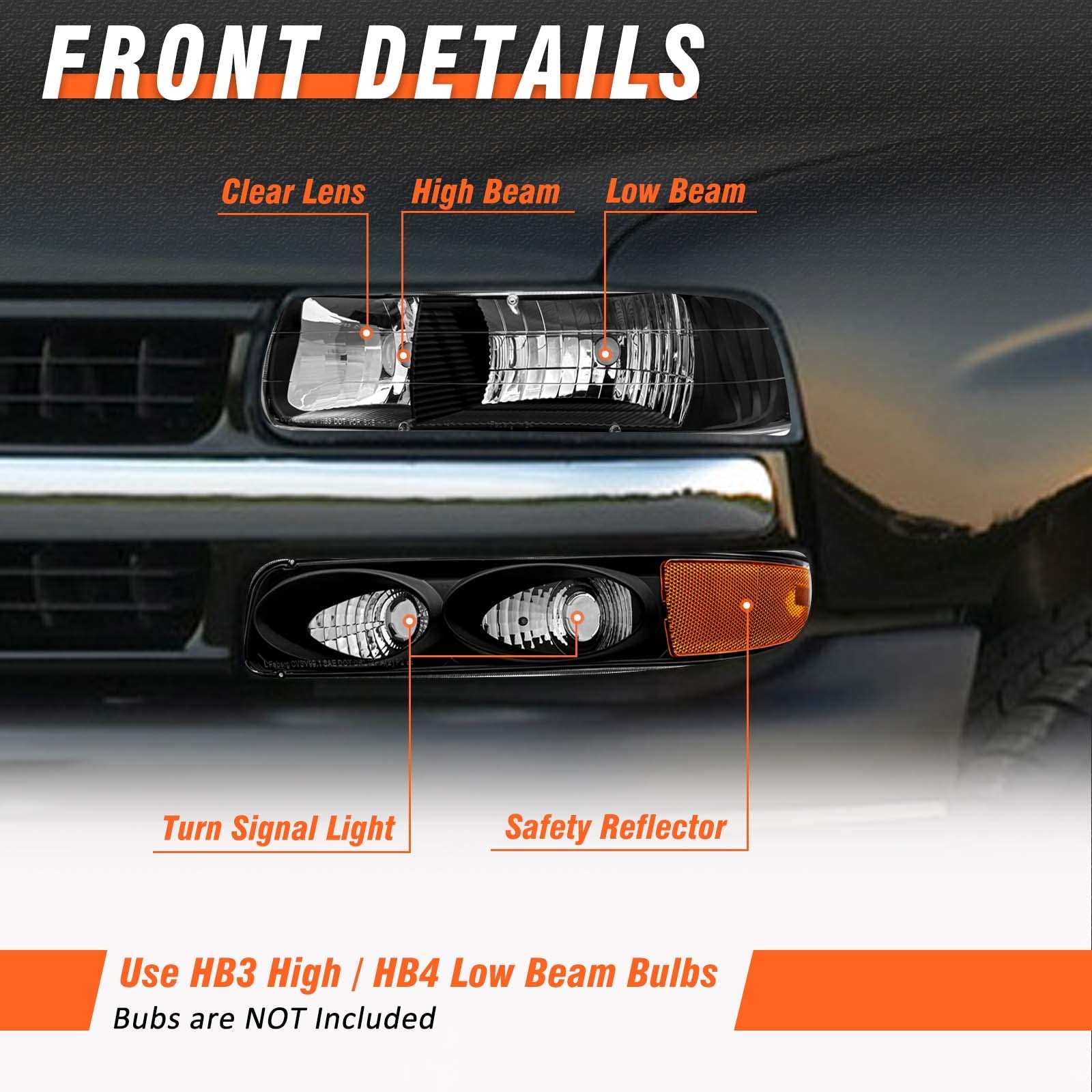 99-02 Silverado Headlight Assembly Smoke Black Headlight & Bumper Light Assemblies For 99-02 Silverado, 00-06 Suburban 1500/2500 - Direct Fit Bumpers & Parts For Chevrolet Suburban 1500 - Foto 2