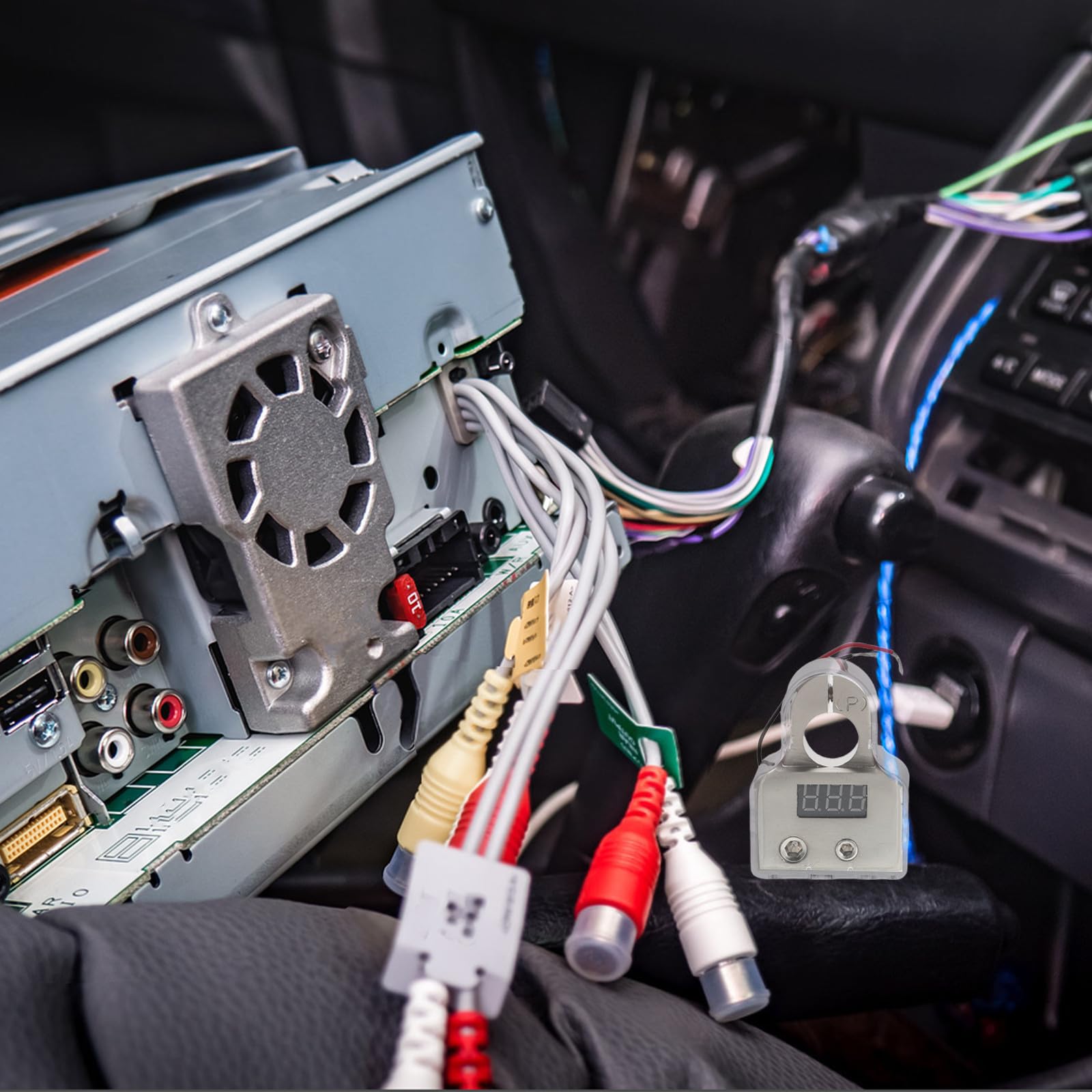 Kfz Batterieklemmen mit Voltmeter Anzeige, 2 Stück, Silber