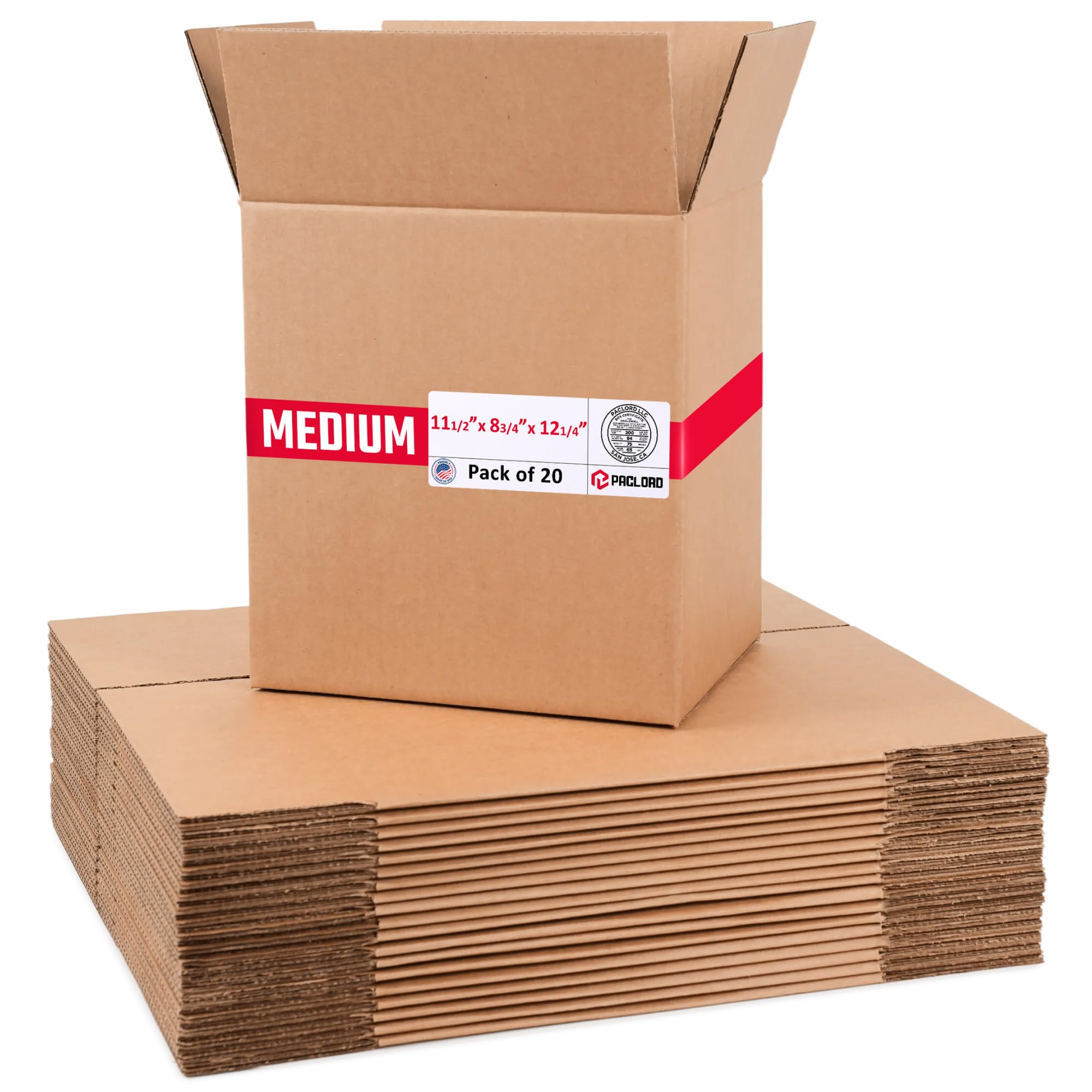 Medium Cardboard Boxes 11 1/2"L x 8 3/4"W x 12 1/4"H (Pack of 20) - USA-Made Packing Boxes for Moving, Shipping, or Storage - USPS, UPS, FedEx Approved - Professional Packing Supplies for Moving | USA-Made Packing Boxes for Moving, Shipping, or Storage - USPS, UPS, FedEx Approved - Professional Packing Supplies