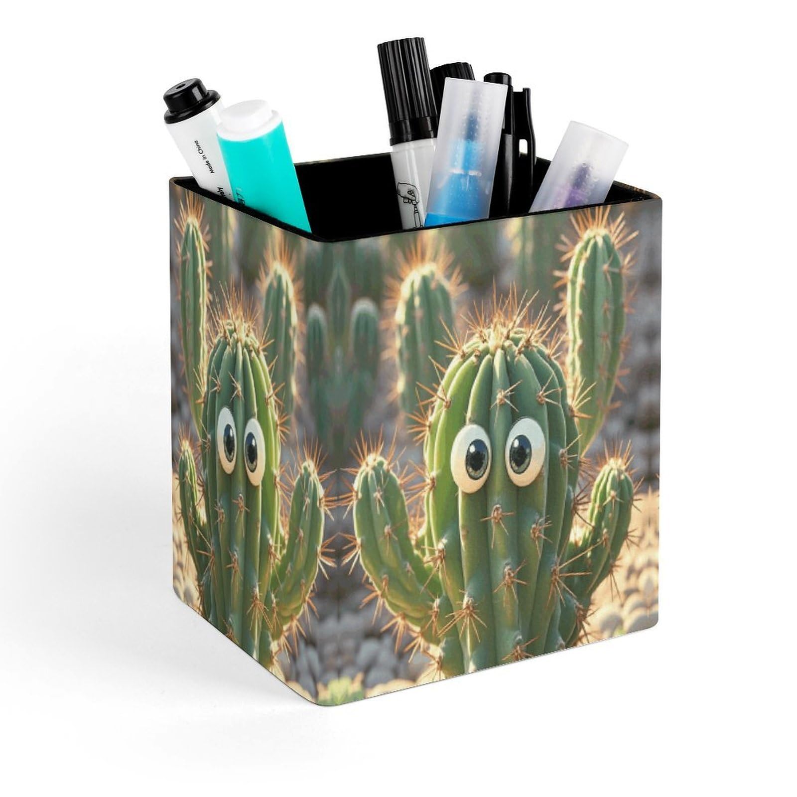 LZQPOEAS Cute Cactus Pen Holder Modern Design Desktop Stationery Organizer Simple&Modern Minimalist Makeup Organizer Multi-Functional Pencil Holder for Office Home