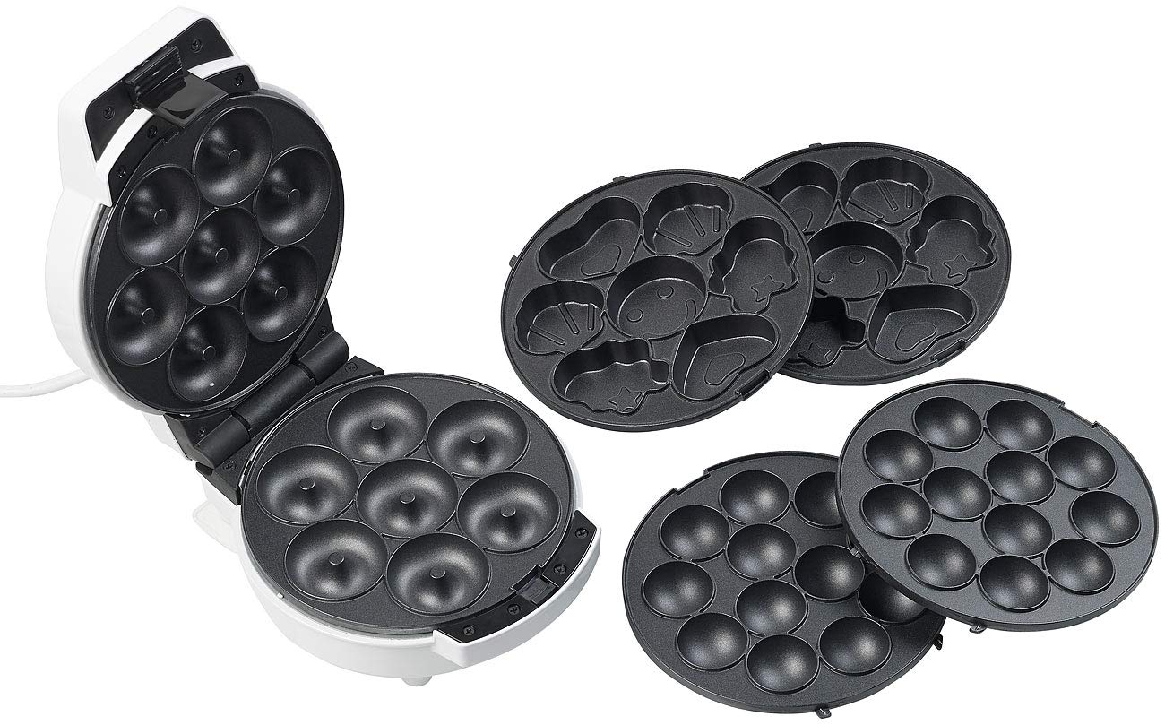 Rosenstein & Söhne Donut-Waffeleisen: 3in1-Donut-, Cupcake- und Cakepop-Maker, Versandrückläufer (Cakepopmaker, Waffeleisen Donutmaker, Muffin)