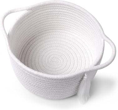 Small Gift Basket Empty to Fill with Gifts Bag & Ribbon, White