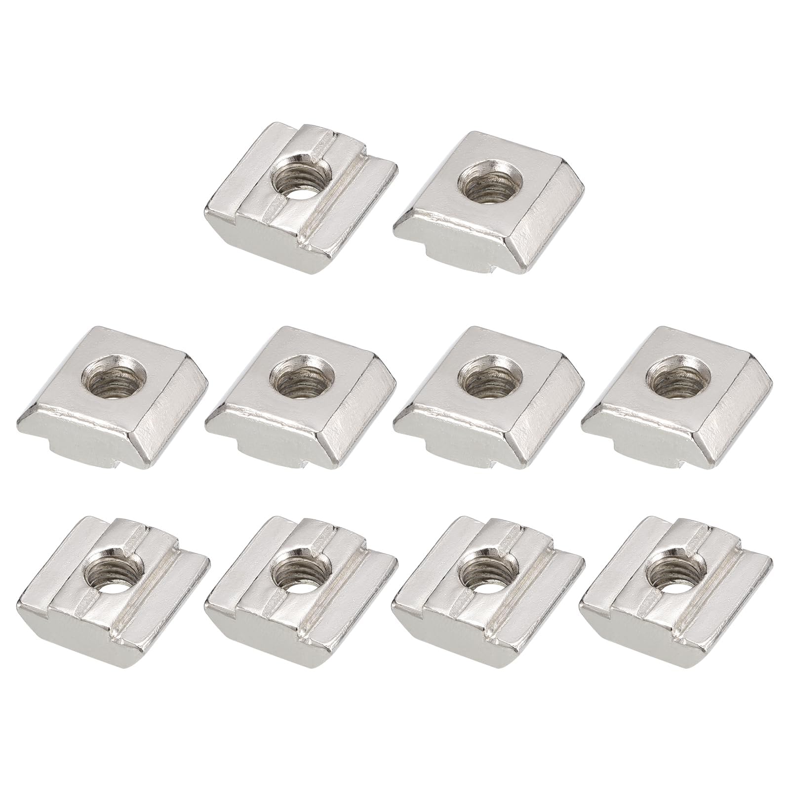 Unifizz T Nuts 30pcs Nickel Plated Carbon Steel T Slot Bolts 3030 Series M6 Hammer Head Fastener Sliding T-Nuts for Aluminum Extrusion Profile (Silver)