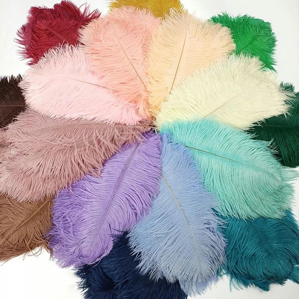 10 Stück farbige Straußenfedern zur Dekoration, weiße Straußenfedern, Tischdekoration, Karneval, Hochzeit, Party-Zubehör, Dekor, Dunkelgrün, 40–45 cm, 16–18 Zoll