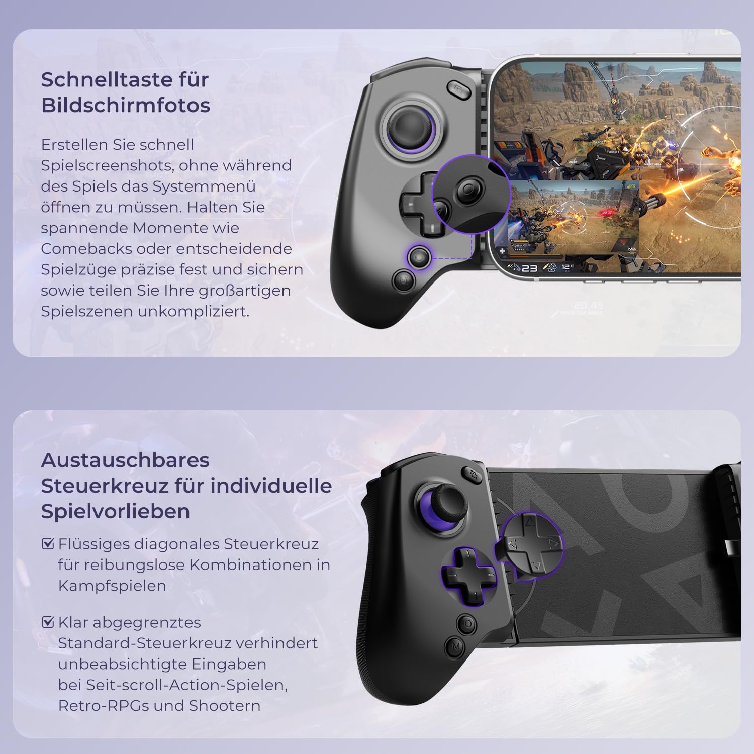 S8 Lite Typ-C Mobile-Gaming-Controller für iPhone Duo/15/16/17/18 Pro Max/iPad Mini 6/7, Android-Smartphones,Tablets,Tragbarer Gamepad mit Hall-Joystick/Trigger anpassbaren Tasten & Tastenbelegung