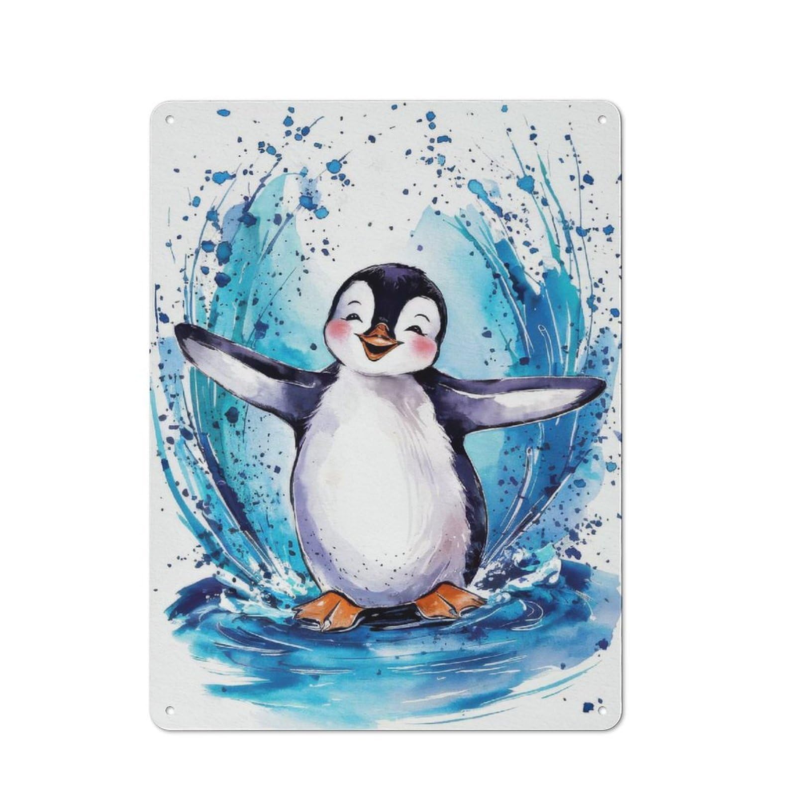 Penguin Animal Character Metal Wall Decor 40x30cm, Vintage Metal Sign for Home, Shop, Pub Or Studio Wall