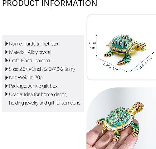 Miniatura 6 de YU FENG Caja de baratijas de tortuga marina con cristales brillantes