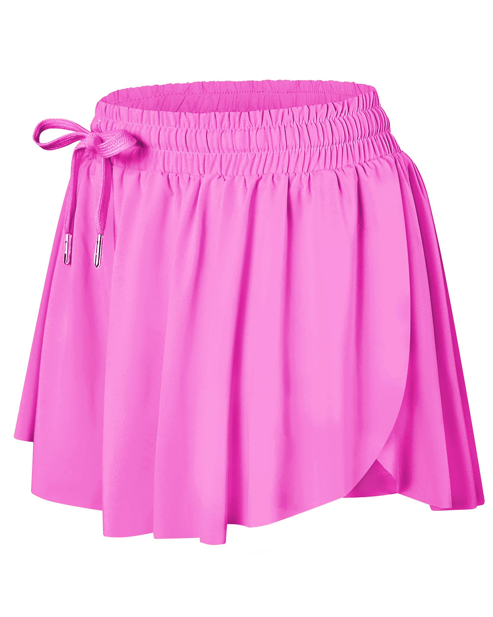 Wsirmet Flowy Shorts for Women Butterfly Shorts 2 in 1 Athletic Workout Gym Biker Running Shorts with Pockets