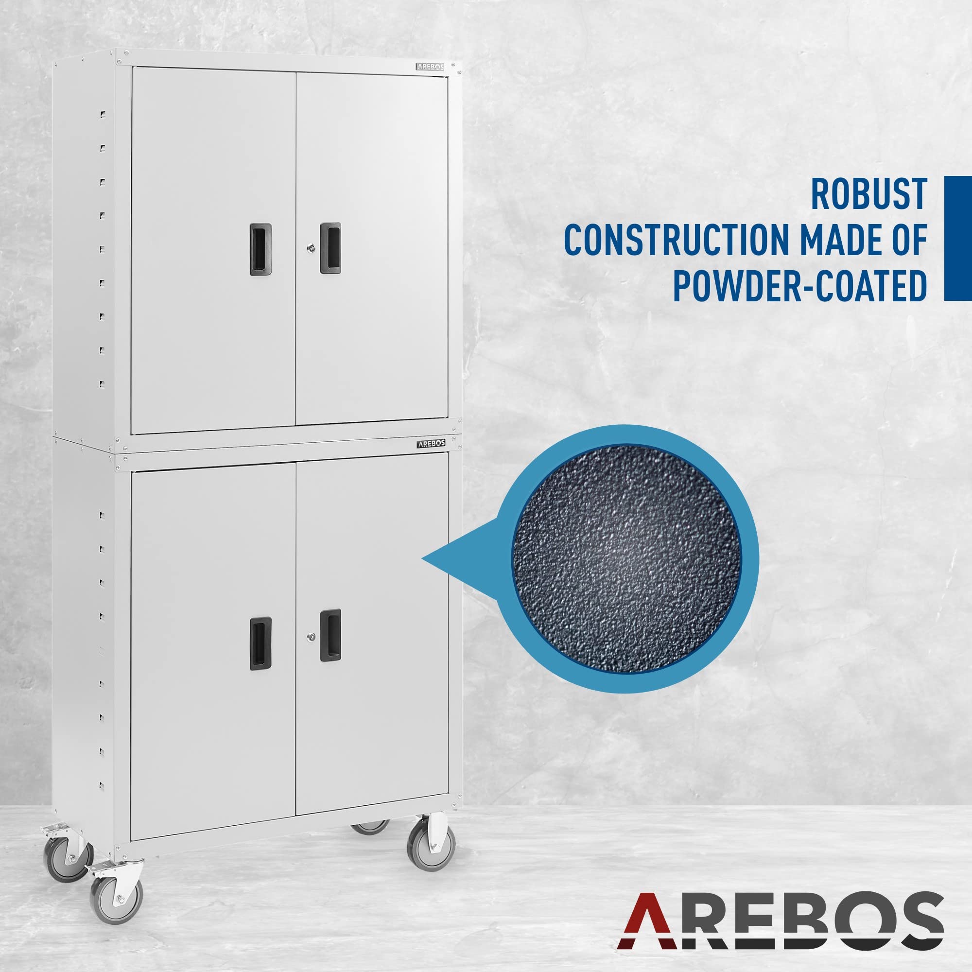 Arebos Archivador Armario de Oficina | Armario de Almacenamiento | 4 Estantes de Altura Ajustable | 180 x 90 x 40 cm | Acero