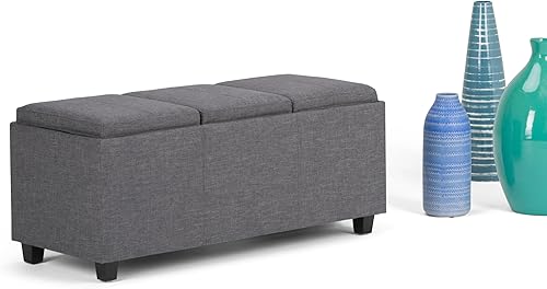 Miniatura 195 de Otomana rectangular de almacenamiento de cuero sintético Simpli Home Avalon., Cuero, Marrón Azul,Marrón Chocolate,Cloud gris,Gris oscuro,Azul