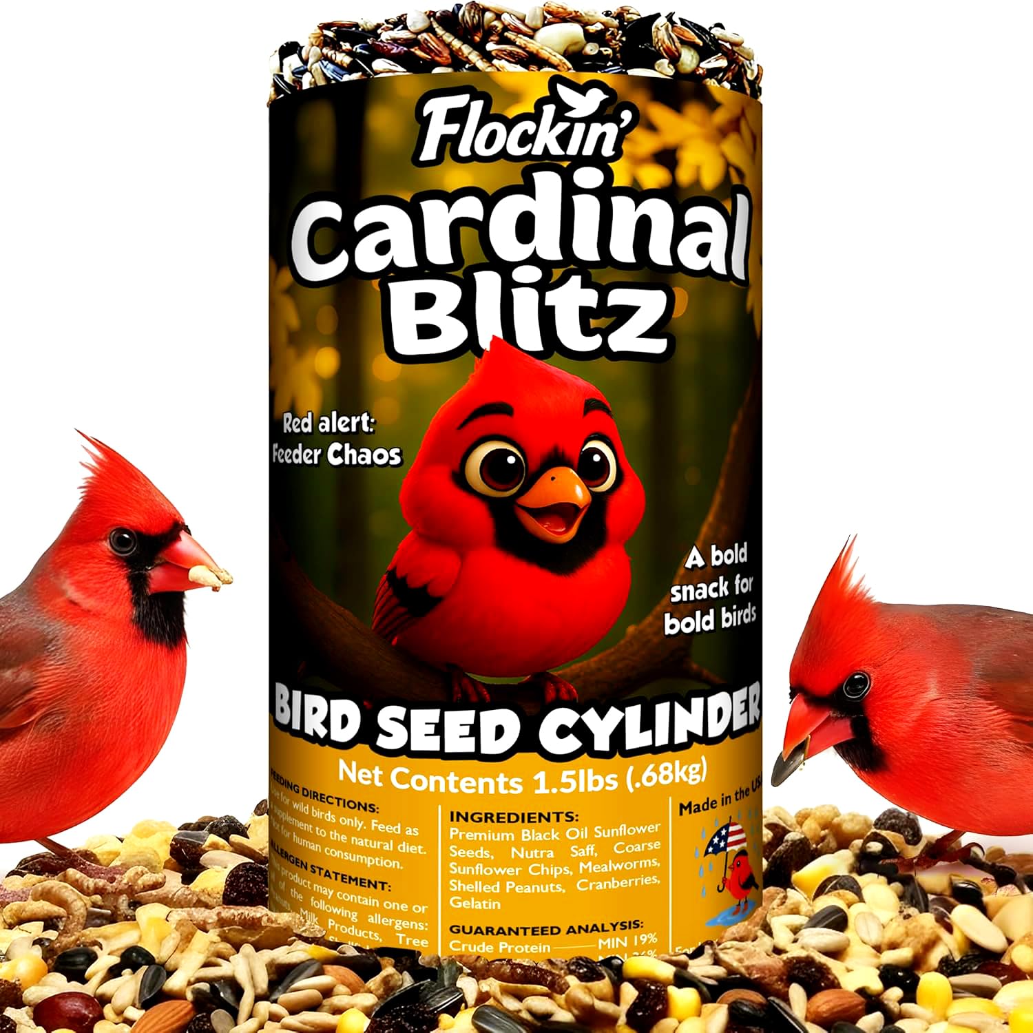 Flockin Cardinal Seed Cylinder