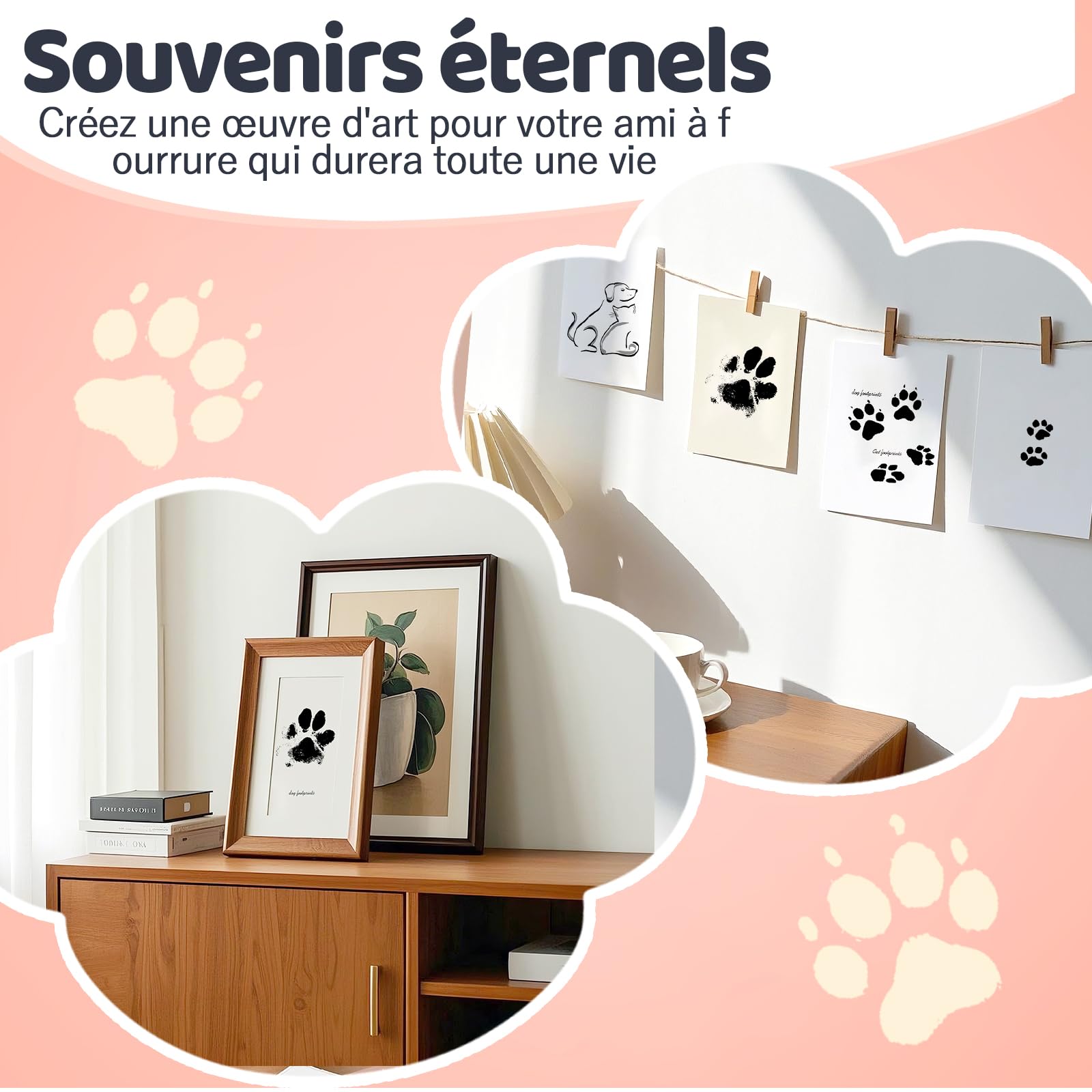 Nabance Kit Empreinte Chien Avec Tête Éponge Noir 75ml Non Toxique et Lavable Kit Empreinte Chat kit Empreinte Bebe Convient Aux Cadeaux Pour Animaux Création d'une Empreinte d'animal