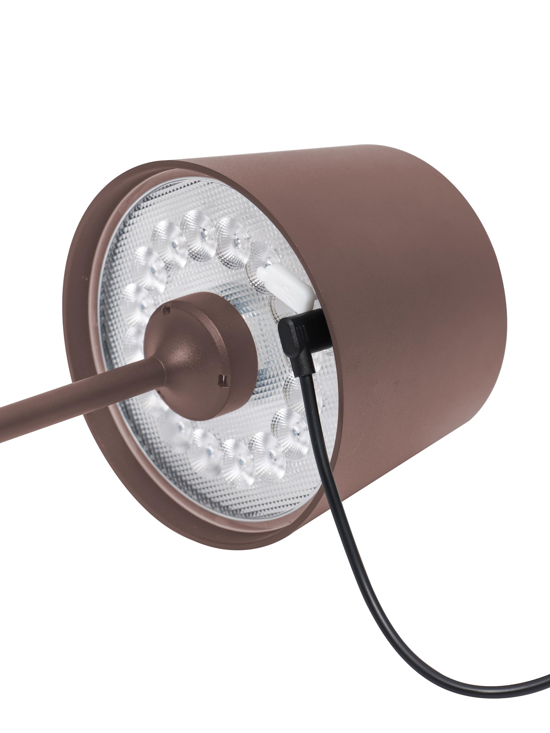 METRO Professional Lampe de table LED SANA II, set de 2, alu/polycarbonat, Ø 11.5 x 25cm, connexion USB, contrôle tactile, dimmable, étanche, marron