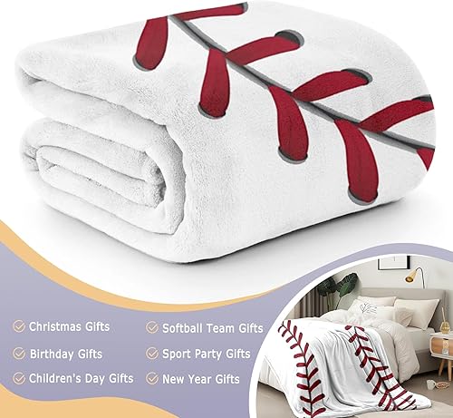 Miniatura 5 de KING DARE Manta de béisbol para niños y adultos, regalos de béisbol para niños de 6, 7, 8, 9, 10, 11, 12 años, para amantes del béisbol, para niños