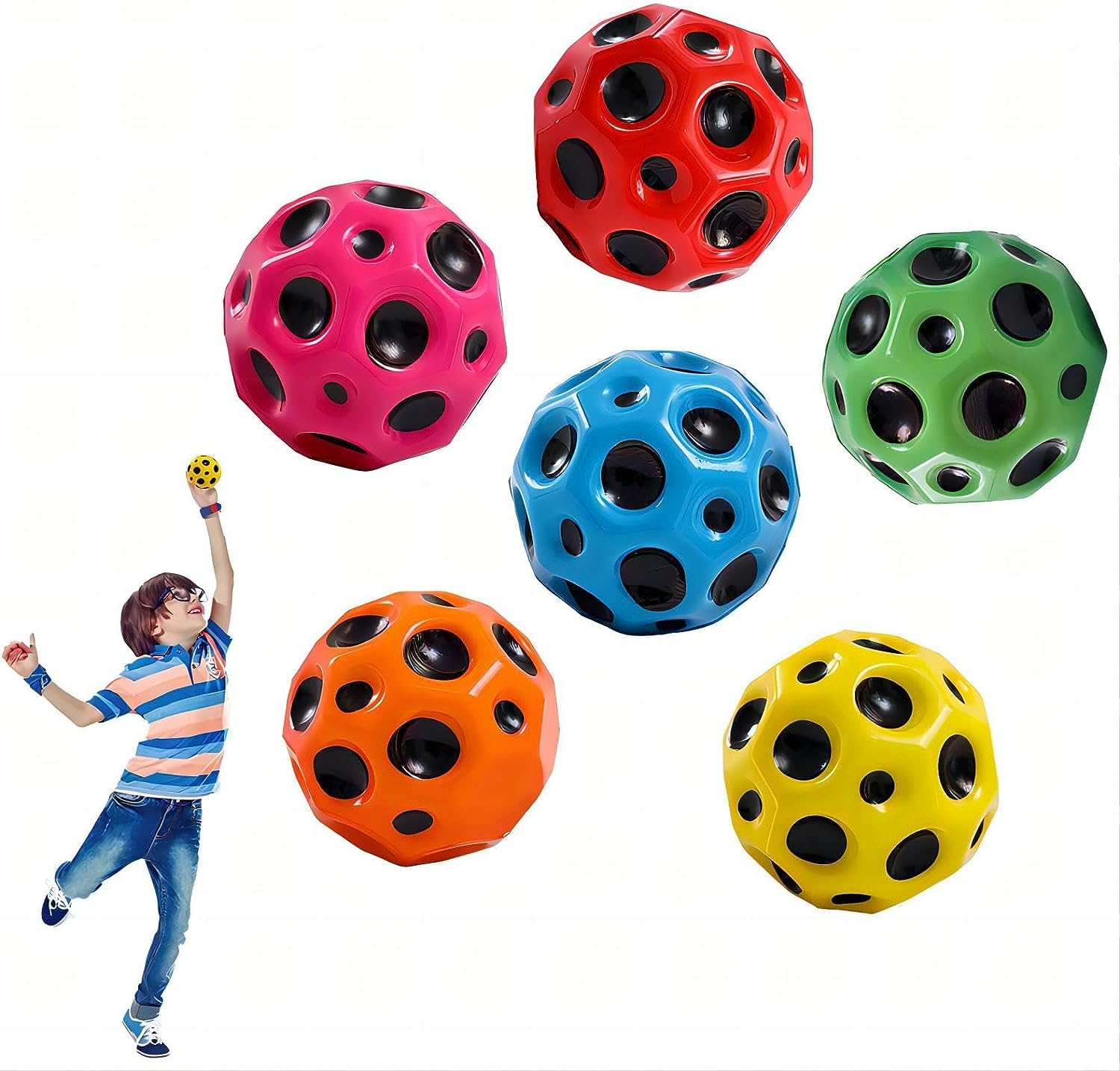 Lot De 4 Balles De Retour Poignet Astro Jump - Balles Sautantes Avec Ficelle Pour Enfants Et Adultes